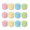 Individuels des guimauves haribo rainbollow de couleurs vert, jaune, bleu et rose