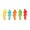 Crocodile individuels de chez Haribo, qui sont des bonbon gélatine jaune, bleu, vert, orange et rouge de chez Haribo
