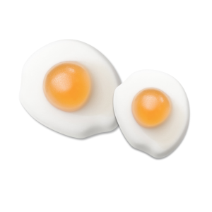Œufs au plat individuel de chez Haribo, avec le blanc et le jaune