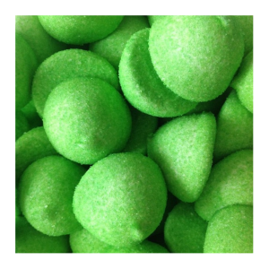 Vrac de balles de golf fini qui sont des guimauves verte au gout de pomme verte