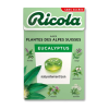 Boite cartonnée verte de ricola eucalyptus qui sont des bonbons de Suisse à sucé aux plantes