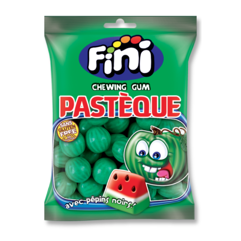 Sachet vert de chez fini de bubble gum pastèque verte