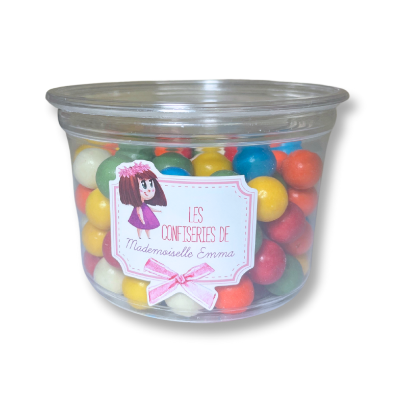Boite de billes de gum multicolores