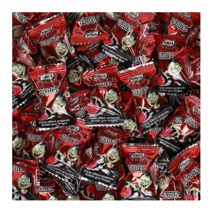 Emballages individuels des bonbons blood balls de  la marque Vidal.