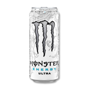 Canette Monster blanche avec détails argentés sur le contour