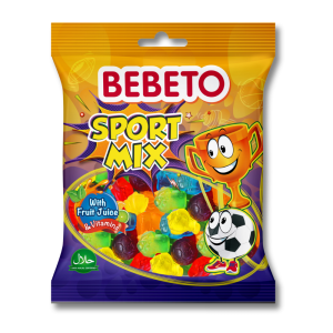 Emballage jaune des bonbons sport mix de la marque bebeto
