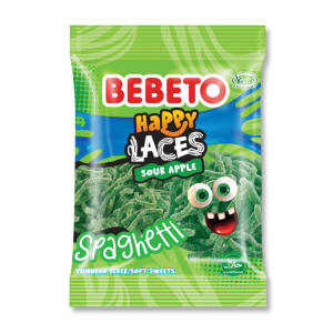 Bonbons filaires verts acidulés au goû de pomme de la marque Bebeto.