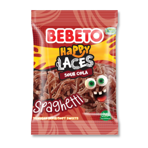 Bonbons filaires au goût cola acidulé de la marque Bebeto.
