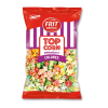 Emballage des pop corn sucrés colorés de la marquer Frit Ravich.