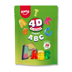 sachet de 120g de la marque Amos avec des lettres de toute les couleurs