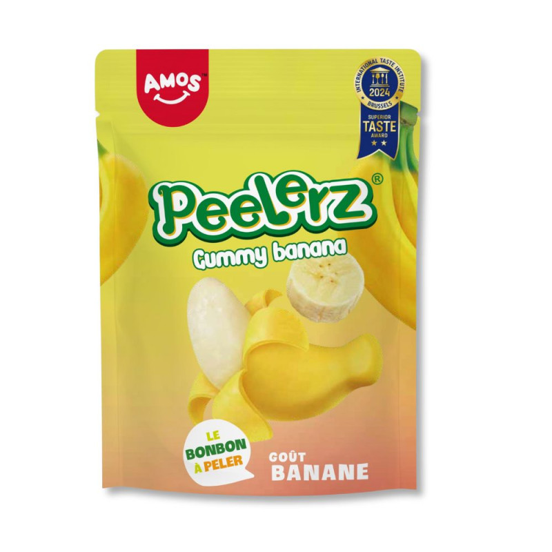 Sachet de bonbon à la banane à peler de 120g de la marque Amos