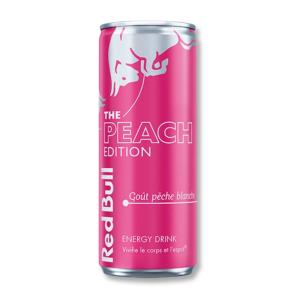 Canette red bull edition peach rose ecriture blanche